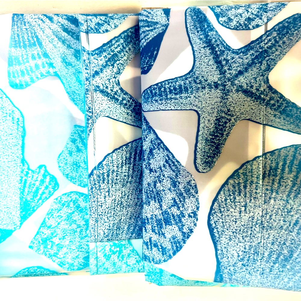 Rows of Seashells Peva Shower Curtain Shades of Blue Coastal Beach Sand Ocean